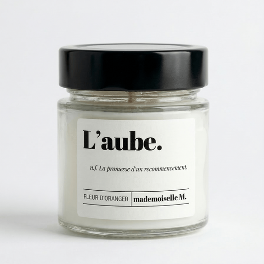 Bougie parfumée artisanale fleur d'oranger — L'aube, cire végétale faite main en France