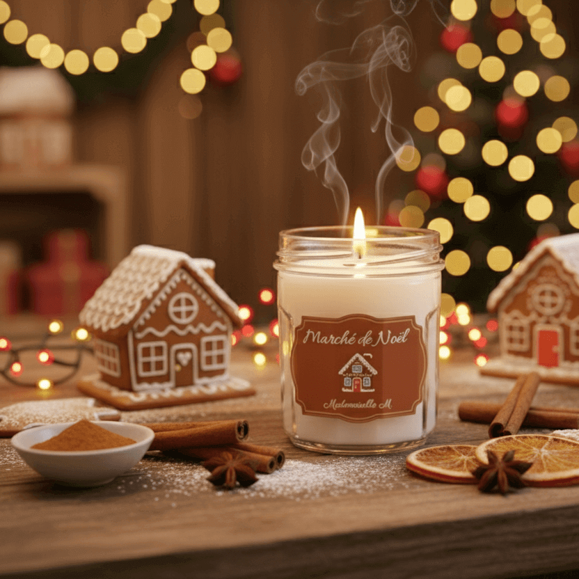 Bougie artisanale parfumée pain d'épices, faite main en France