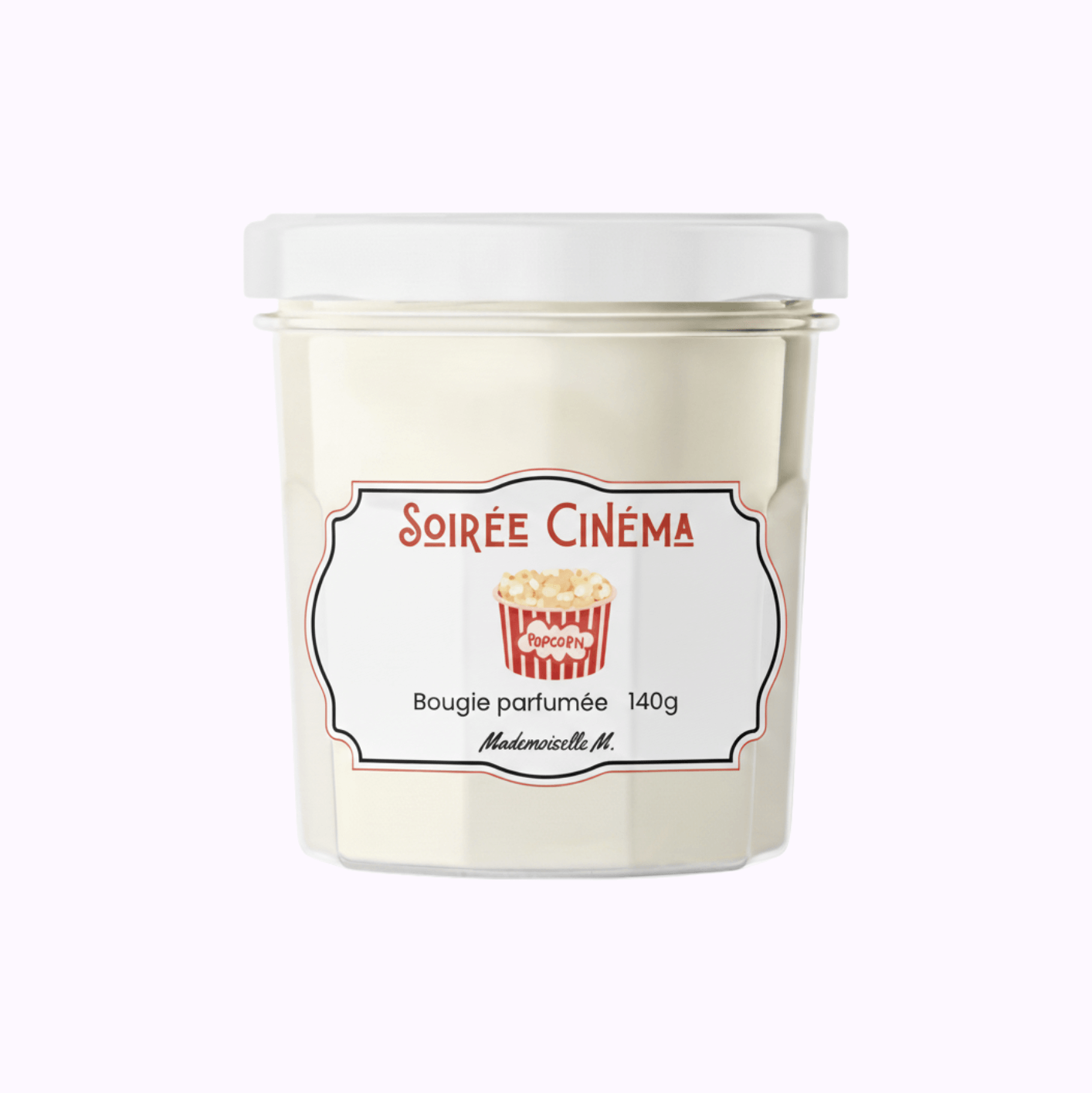 Bougie artisanale parfumée popcorn, faite main en France