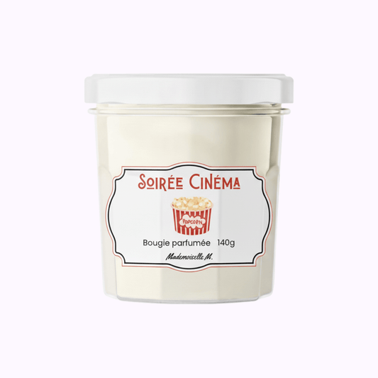 Bougie artisanale parfumée popcorn, faite main en France