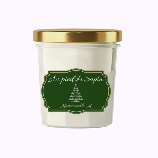 Bougie artisanale parfumée sapin de noël, faite main en France