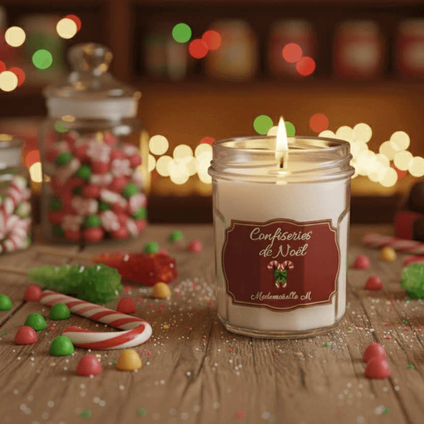 Bougie artisanale parfumée sucre d'Orge, faite main en France