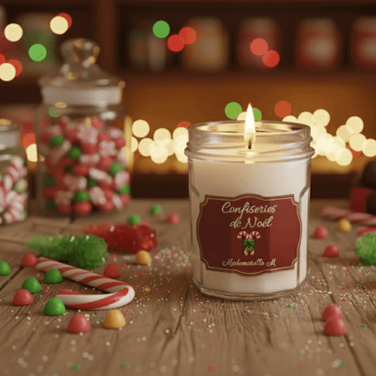 Bougie artisanale parfumée sucre d'Orge, faite main en France