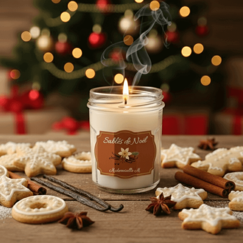 Bougie artisanale parfumée vanille épicée, faite main en France