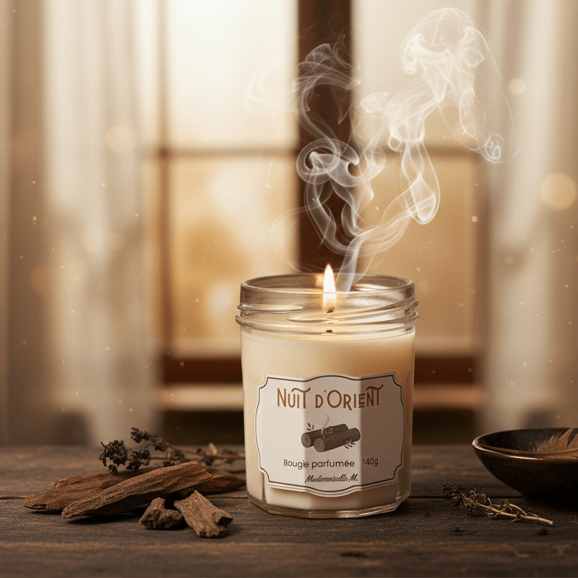 Bougie artisanale parfumée bois de oud, faite main en France