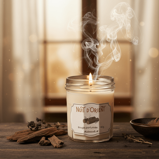 Bougie artisanale parfumée bois de oud, faite main en France